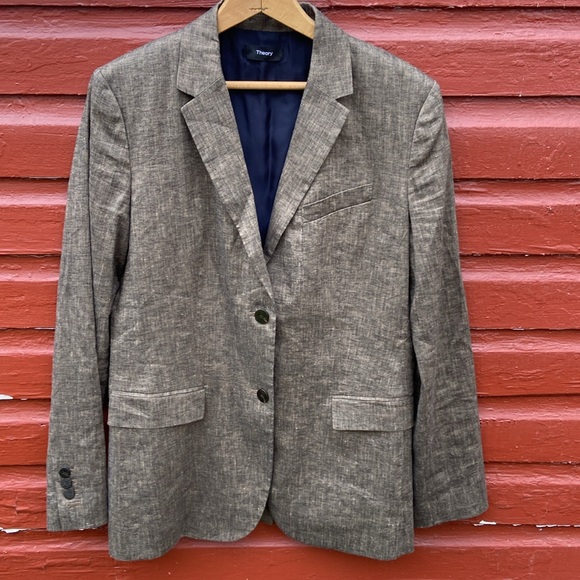 Theory Classic Blazer in Textured Linen Women's Size 8 - Picture 6 of 12
